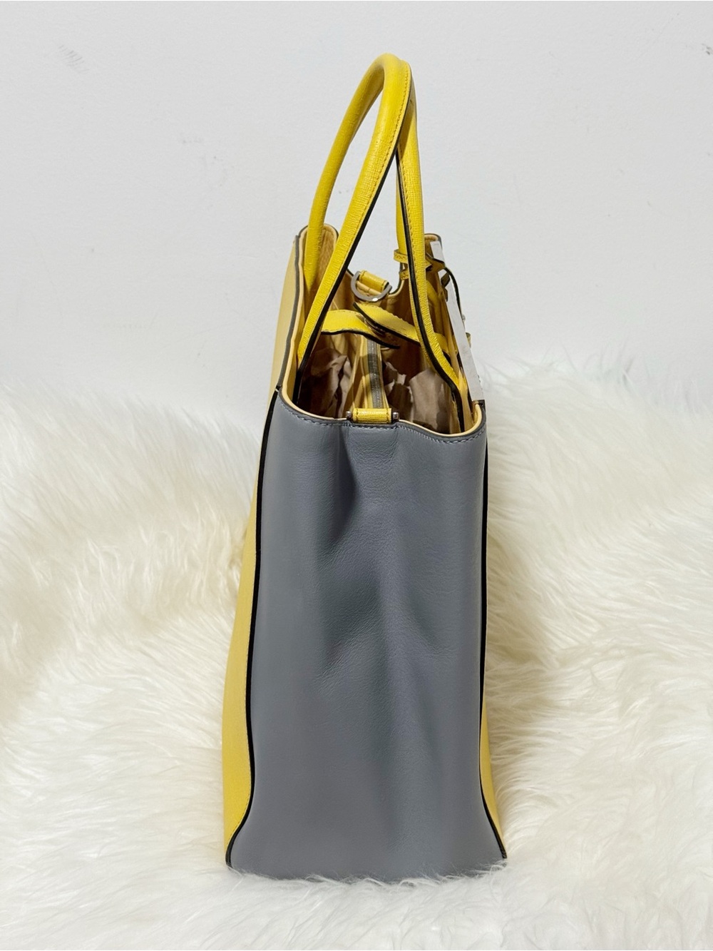 Fendi 2Jours Medium Tricolor Elite Leather Tote Bag - Yellow / Grey / Black - Picture 4 of 16